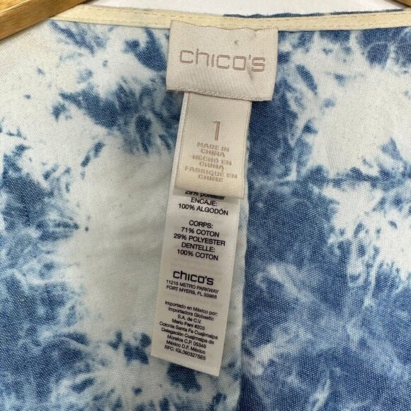Chicos Vest Blue Drape front Lace Medium - Picture 7 of 9